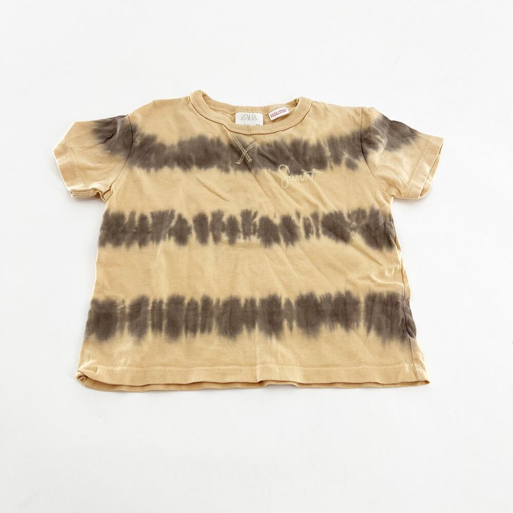 Zara Kids Tie Dye Crew‎ Neck Short Sleeve T-Shirt Unisex Kids 12mos Tan